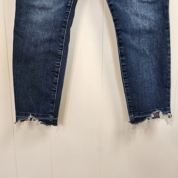 Gap True Skinny Sky High Ankle Jeans Hi Rise Raw Hem Frayed Stretchy Dark Wash - Picture 7 of 13